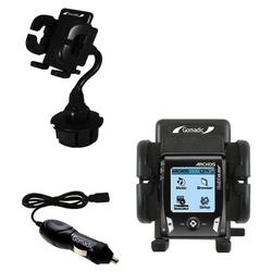 Gomadic Archos Gmini XS 202s Auto Cup Holder with Car Charger - Uses TipExchange