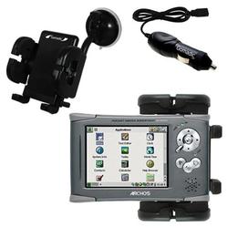 Gomadic Archos PMA 400 Auto Windshield Holder with Car Charger - Uses TipExchange