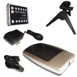 HQRP Battery & Charger Set for Olympus Stylus 720 SW, 725 SW, 730, 740 Digital Camera + Tripod