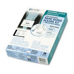 C-Line Products, Inc. Blue Adjustable Bolo Executive Style Laser/Ink Jet Badge Holder Kit, 4x3, 25/Box