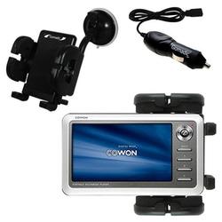 Gomadic Cowon iAudio A2 Auto Windshield Holder with Car Charger - Uses TipExchange