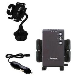 Gomadic Cowon iAudio M3 Auto Cup Holder with Car Charger - Uses TipExchange