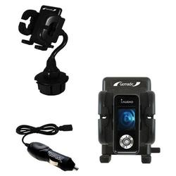 Gomadic Cowon iAudio U3 Auto Cup Holder with Car Charger - Uses TipExchange