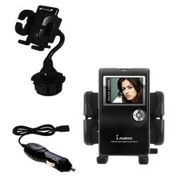 Gomadic Cowon iAudio X5 Auto Cup Holder with Car Charger - Uses TipExchange