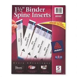Avery-Dennison Custom Binder Spine Inserts, 1 1/2 Spine Width, 5 Inserts/Sheet, 5 Sheets/Pack