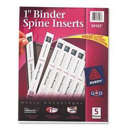 Avery-Dennison Custom Binder Spine Inserts, 1 Spine Width, 8 Inserts/Sheet, 5 Sheets/Pack