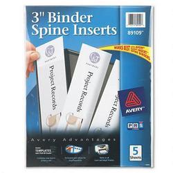 Avery-Dennison Custom Binder Spine Inserts, 3 Spine Width, 3 Inserts/Sheet, 5 Sheets/Pack
