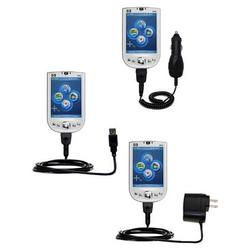 Gomadic Deluxe Kit for the HP iPAQ rx1950 includes a USB cable with Car and Wall Charger - Brand w/
