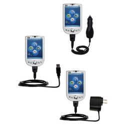 Gomadic Deluxe Kit for the HP iPAQ rx1955 includes a USB cable with Car and Wall Charger - Brand w/