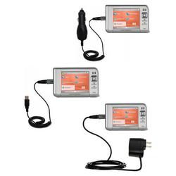 Gomadic Deluxe Kit for the HP iPAQ rx5915 includes a USB cable with Car and Wall Charger - Brand w/
