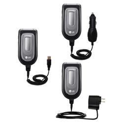 Gomadic Deluxe Kit for the LG 3450 includes a USB cable with Car and Wall Charger - Brand w/ TipExch