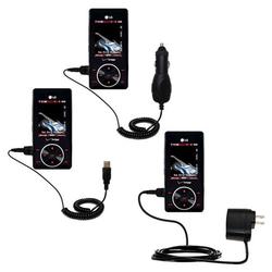 Gomadic Deluxe Kit for the LG Chocolate includes a USB cable with Car and Wall Charger - Brand w/ Ti