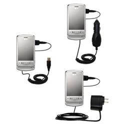 Gomadic Deluxe Kit for the LG KG970 Shine includes a USB cable with Car and Wall Charger - Brand w/