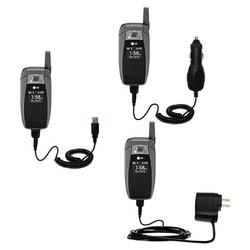 Gomadic Deluxe Kit for the LG UX355 includes a USB cable with Car and Wall Charger - Brand w/ TipExc