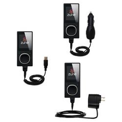 Gomadic Deluxe Kit for the Microsoft Zune 4GB / 8GB includes a USB cable with Car and Wall Charger - Gomadic