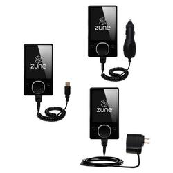 Gomadic Deluxe Kit for the Microsoft Zune 80GB 2nd Gen includes a USB cable with Car and Wall Charger - Goma