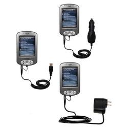 Gomadic Deluxe Kit for the Mio Technology C710 includes a USB cable with Car and Wall Charger - Bran