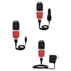 Gomadic Deluxe Kit for the Motorola E375 includes a USB cable with Car and Wall Charger - Brand w/ T