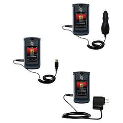 Gomadic Deluxe Kit for the Motorola MOTORAZR 2 V8 includes a USB cable with Car and Wall Charger - B