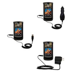 Gomadic Deluxe Kit for the Motorola MOTORAZR 2 V9m includes a USB cable with Car and Wall Charger - Gomadic