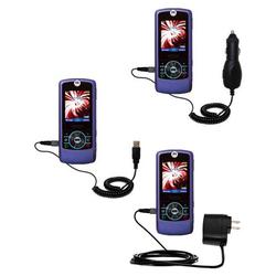 Gomadic Deluxe Kit for the Motorola MOTORIZR Z3 includes a USB cable with Car and Wall Charger - Bra