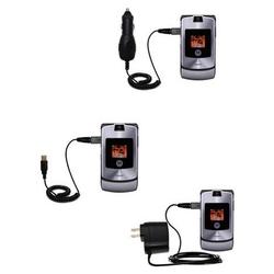 Gomadic Deluxe Kit for the Motorola RAZR V3i includes a USB cable with Car and Wall Charger - Brand