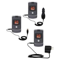 Gomadic Deluxe Kit for the Motorola RAZR V3m includes a USB cable with Car and Wall Charger - Brand