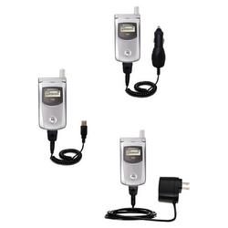 Gomadic Deluxe Kit for the Motorola T725e includes a USB cable with Car and Wall Charger - Brand w/