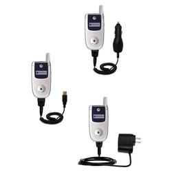 Gomadic Deluxe Kit for the Motorola V220 includes a USB cable with Car and Wall Charger - Brand w/ T