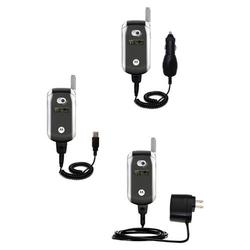 Gomadic Deluxe Kit for the Motorola V266 includes a USB cable with Car and Wall Charger - Brand w/ T