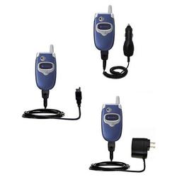 Gomadic Deluxe Kit for the Motorola V300 includes a USB cable with Car and Wall Charger - Brand w/ T