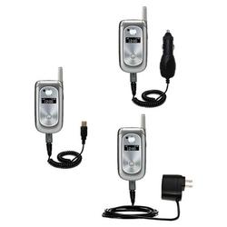 Gomadic Deluxe Kit for the Motorola V323i includes a USB cable with Car and Wall Charger - Brand w/