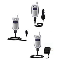 Gomadic Deluxe Kit for the Motorola V500 includes a USB cable with Car and Wall Charger - Brand w/ T