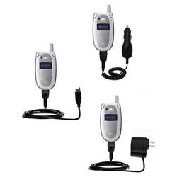 Gomadic Deluxe Kit for the Motorola V525 includes a USB cable with Car and Wall Charger - Brand w/ T