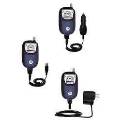 Gomadic Deluxe Kit for the Motorola V540 includes a USB cable with Car and Wall Charger - Brand w/ T