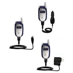 Gomadic Deluxe Kit for the Motorola V555 includes a USB cable with Car and Wall Charger - Brand w/ T