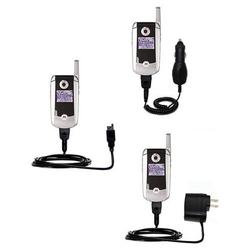 Gomadic Deluxe Kit for the Motorola V710 includes a USB cable with Car and Wall Charger - Brand w/ T