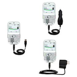 Gomadic Deluxe Kit for the PalmOne Palm Treo 500 includes a USB cable with Car and Wall Charger - Br