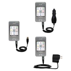 Gomadic Deluxe Kit for the Pharos PGS Phone 600 includes a USB cable with Car and Wall Charger - Bra