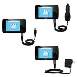 Gomadic Deluxe Kit for the Philips GoGear SA3105/37 includes a USB cable with Car and Wall Charger - Gomadic