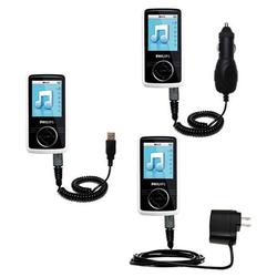 Gomadic Deluxe Kit for the Philips GoGear SA3114/37 includes a USB cable with Car and Wall Charger - Gomadic