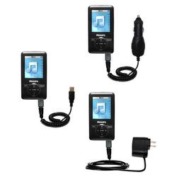 Gomadic Deluxe Kit for the Philips GoGear SA3115/37 includes a USB cable with Car and Wall Charger - Gomadic