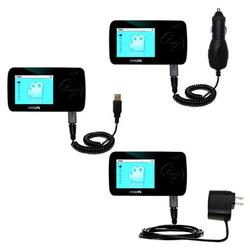 Gomadic Deluxe Kit for the Philips GoGear SA6025/37 includes a USB cable with Car and Wall Charger - Gomadic