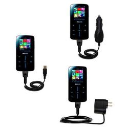 Gomadic Deluxe Kit for the Philips GoGear SA9324/00 includes a USB cable with Car and Wall Charger - Gomadic