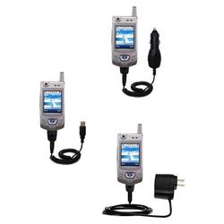 Gomadic Deluxe Kit for the Samsung SGH-D410 includes a USB cable with Car and Wall Charger - Brand w