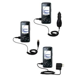 Gomadic Deluxe Kit for the Samsung SGH-D520 includes a USB cable with Car and Wall Charger - Brand w