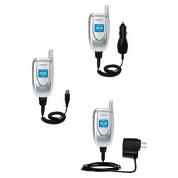 Gomadic Deluxe Kit for the Samsung SGH-E105 includes a USB cable with Car and Wall Charger - Brand w
