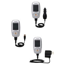Gomadic Deluxe Kit for the Samsung SGH-E350 includes a USB cable with Car and Wall Charger - Brand w