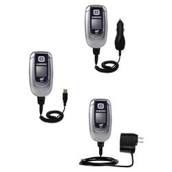 Gomadic Deluxe Kit for the Samsung SGH-E360 includes a USB cable with Car and Wall Charger - Brand w