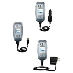 Gomadic Deluxe Kit for the Samsung SGH-E770 includes a USB cable with Car and Wall Charger - Brand w